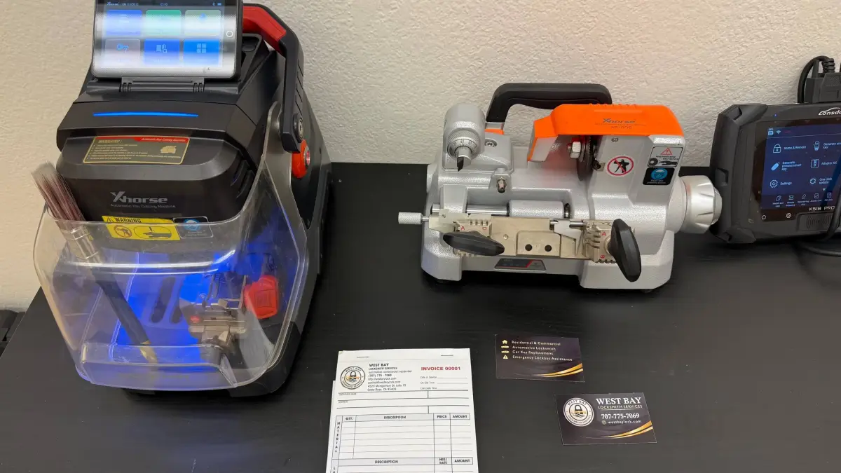 Mobile car key cutting equipment in our service van